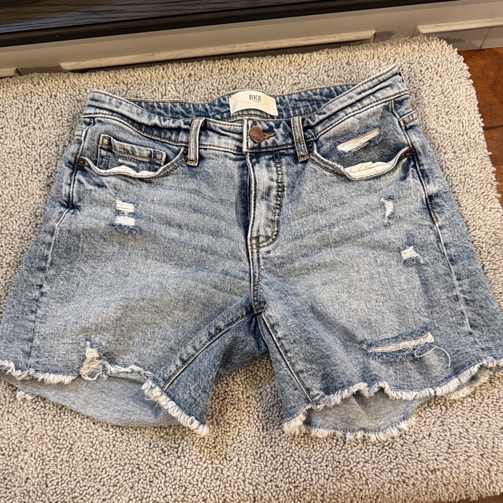 BKE Light Blue Distressed Jean Shorts